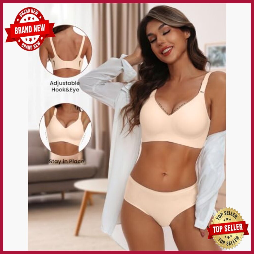 Seamless Wireless Full Coverage Bra Soft Support Regular Plus Size - Picture 2 of 7